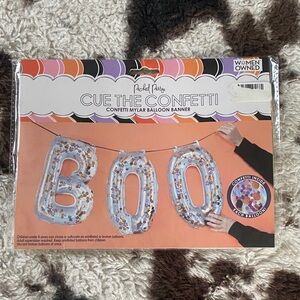 Packed Party Confetti Mylar BOO Balloon Banner - Orange & Purple Accents